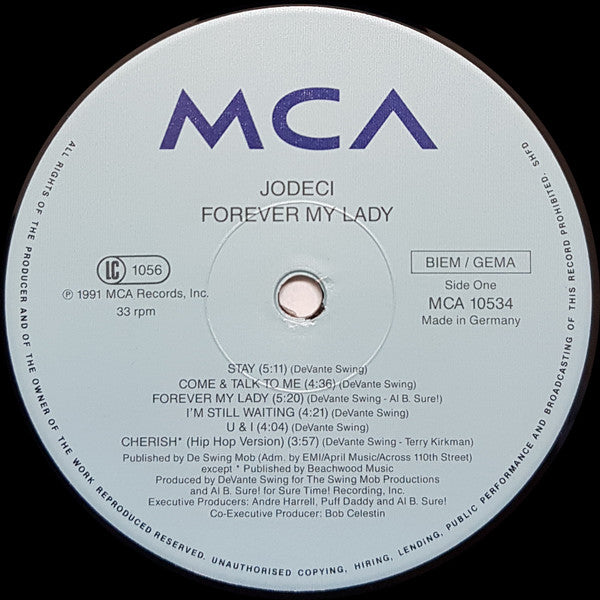 Image of Label Cover of LP - VG/G+ - JODECI , Forever My Lady (MCA ; MCA 10534, Germany 1992, Picture Sleeve), Many surface marks / hairlines, play well wth some noticeable surface noise in places., - 2426201E