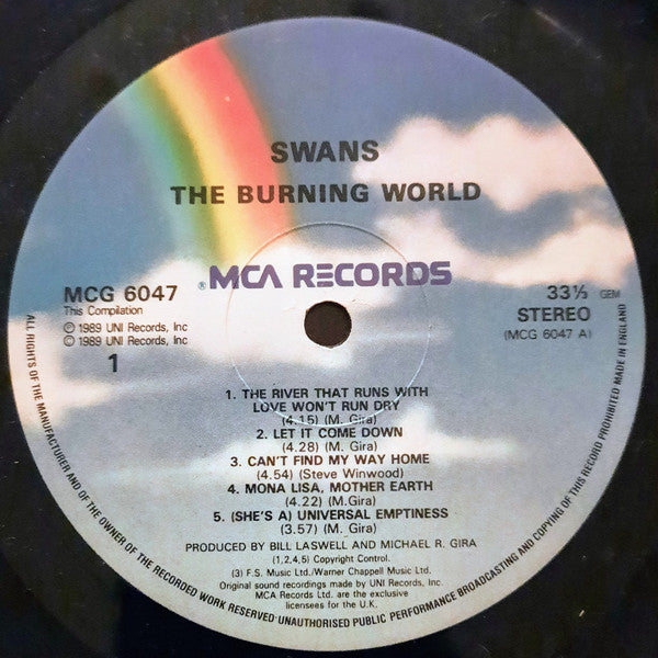 Image of Label Cover of LP - VG/G+ - SWANS, The Burning World (MCA; MCG 6047, UK 1989, Inner), Edge Wear, - 2946115S