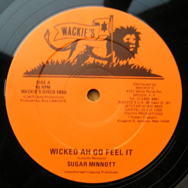 Image of Front Cover of 12" - /VG - SUGAR MINOTT / HORACE ANDY, Wicked Ah Go Feel It / Musical Episode (Wackie's; WACKIE'S DISCO 589, UK 1984, Plain Sleeve), Strong VG with hairline marks only, plays great. Clean labels., - 3746177S