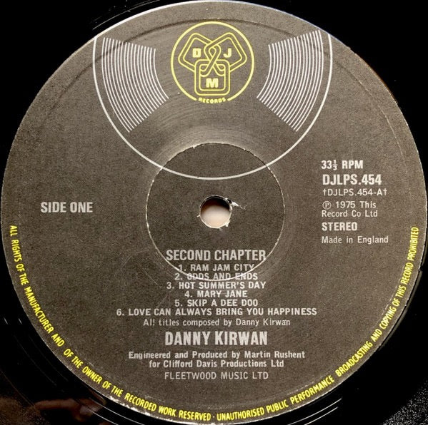 Image of Label Cover of LP - VG/G+ - DANNY KIRWAN, Second Chapter (DJM Records; DJLPS 454, UK 1975, Gatefold), Light Marks only., - 2516090C