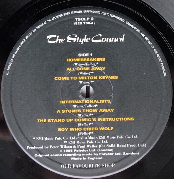 Image of Label Cover of LP - VG/VG+ - THE STYLE COUNCIL, Our Favourite Shop (Polydor; TSCLP 2, UK 1985, Inside Loading Gatefold Sleeve, Inner, Photo Print), , - 3726352E