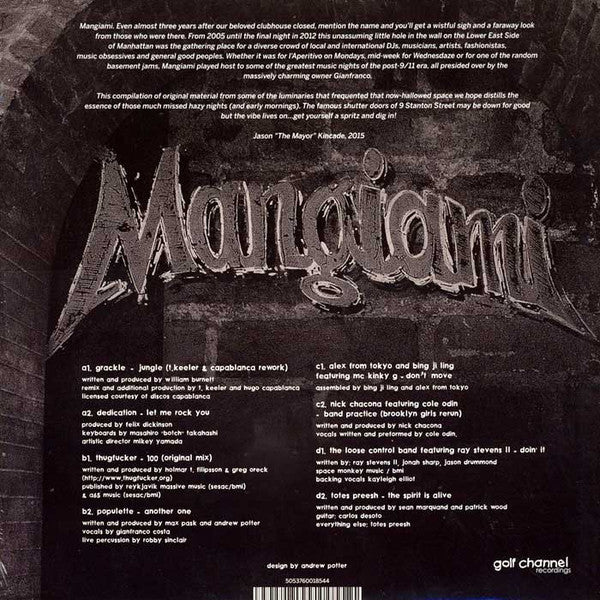 Image of Back Cover of 2xLP - VG/VG+ - VARIOUS, Mangiami (La Compilation) (Golf Channel Recordings; channel 048, US 2015, Gatefold), , - 4126153E