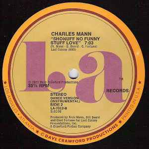 Image of Back Cover of 12" - /VG - CHARLES MANN, Shonuff No Funny Stuff Love (LA Records; LA 7012, US 1981), , - 3846192S