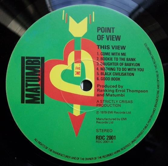 Image of Label Cover of LP - VG+/VG - MATUMBI, Point Of View (EMI; RDC 2001, UK 1979, Inner), A few hairlines otherwise a Strong VG. , - 4226091E
