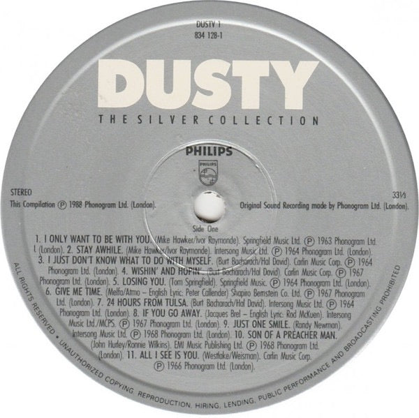 Image of Label Cover of LP - VG/VG+ - DUSTY SPRINGFIELD, Dusty - The Silver Collection (Philips; DUSTV 1, UK 1988, Gatefold), , - 1326011E