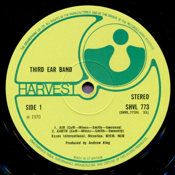 Image of Label Cover of LP - VG+/EX - THIRD EAR BAND, Third Ear Band (Harvest Green, Gramophone Co On Rim, No EMI Box, ; SHVL 773, UK 1970, Laminated Gatefold Sleeve, First pressing), Nice Copy, - 2826095E