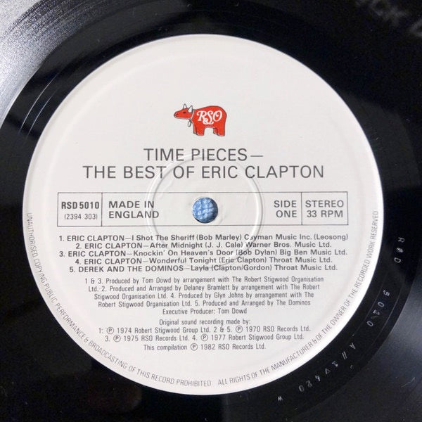 Image of Label Cover of LP - G+/VG+ - ERIC CLAPTON, Time Pieces (The Best Of Eric Clapton) (RSO White Labels; RSD 5010, UK 1982), Edge Wear, - 1526232E