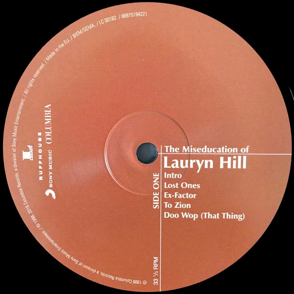 Image of Label Cover of 2xLP - VG+/VG - LAURYN HILL, The Miseducation Of Lauryn Hill (Ruffhouse Records; 88875194221, Europe 2016 Reissue, 180 Gram Vinyl), Mark On Side 2, Doesn't Affect Play, - 3146068S