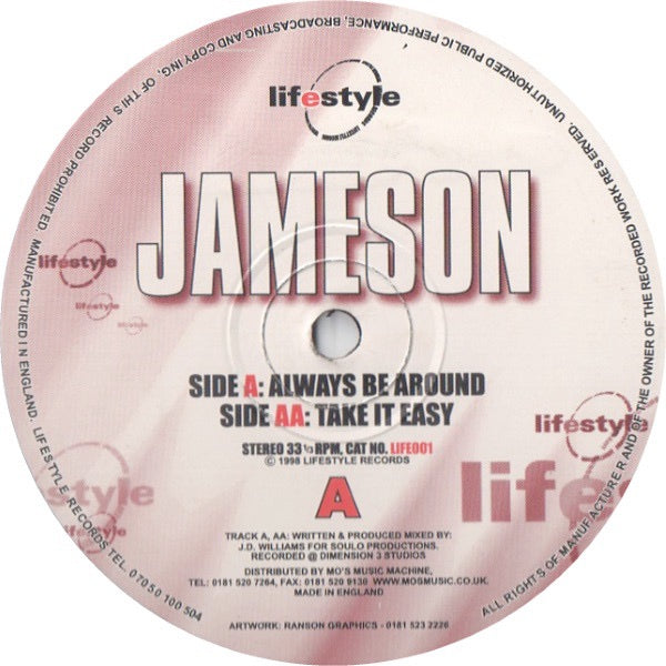 Image of Front Cover of 12" - /VG - JAMESON, Always Be Around (Lifestyle; LIFE001, UK 1998, Plain Sleeve), light marks only, - 2846138S