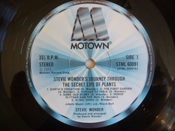 Image of Label Cover of 2xLP - VG/VG+ - STEVIE WONDER, Journey Through Secret Life Of Plants (Motown; TMSP 6009, UK 1979, Triple Gatefold, Embossed Braille on front cover. ), Light wear to sleeve. Shiny clean discs., - 2046158S