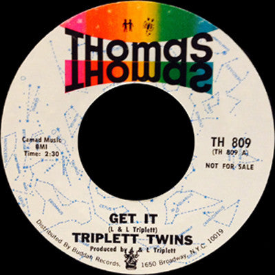 Image of Front Cover of 7" - /VG - TRIPLETT TWINS, Get It (Thomas; TH 809, US 1970, Promo), , - 2816212C