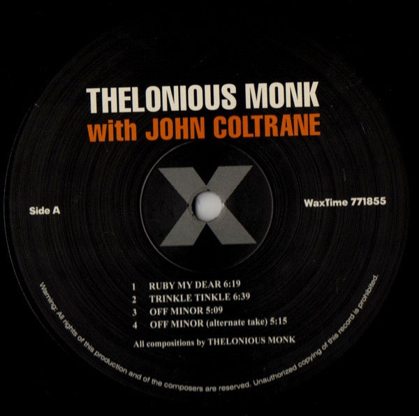 Image of Label Cover of LP - NEW/NEW - THELONIOUS MONK WITH JOHN COLTRANE, Thelonious Monk With John Coltrane (Wax Time; 771855, Europe 2013 Reissue, 180 Gram Vinyl), , - 3536170E
