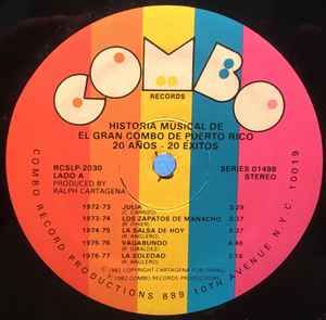 Image of Label Cover of 2xLP - VG+/EX - GRAN COMBO, Historia Musica De El Gran Combo De Puerto Rico (Combo Records; RCSLP 2029, US (Canadian Sleeve) 1982, Gatefold), Light ringwear. Says 'Jacket made in Canada' in back of sleeve)., - 2746119S