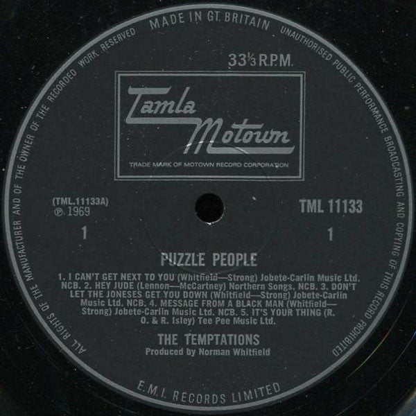 Image of Label Cover of LP - VG/G+ - THE TEMPTATIONS, Puzzle People (Tamla Motown; TML11133, UK 1970, Laminated Flipback Sleeve, Mono), , - 2246081S