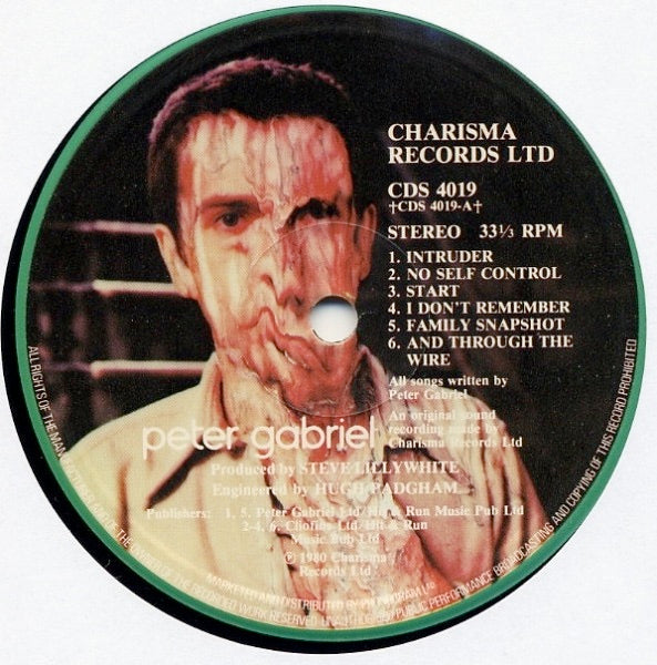 Image of Label Cover of LP - VG/VG+ - PETER GABRIEL, Peter Gabriel 3 (Melt) (Charisma Custom Label; CDS 4019, UK 1980, Inner, PRS Pressing. JoNZ/Sound Clinic), Hole punched sleeve, - 3716095C
