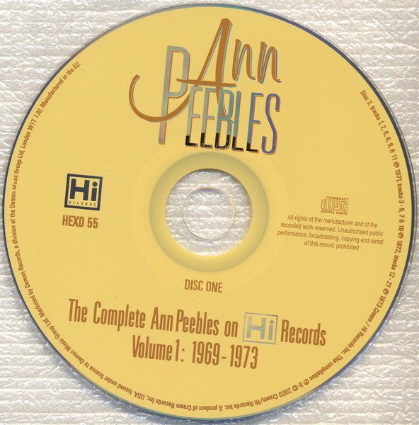 Image of Label Cover of 4915369C: 2xCD - ANN PEEBLES, The Complete Ann Peebles On Hi Records Volume 1: 1969 - 1973 (Hi; HEXD55, UK 1996, Card Slipcase with Jewel Case inside) VG+/VG+