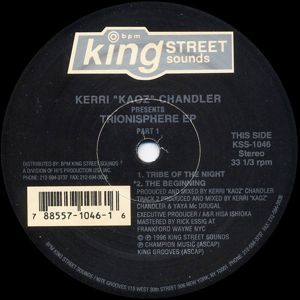 Image of Front Cover of 12" - /VG - KERRI "KAOZ" CHANDLER, Trionisphere (Part I) (King Street; KSS 1046, US 1996, Plain Sleeve), , - 2746258S
