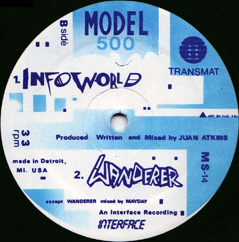 Image of Back Cover of 12" - /VG - MODEL 500, Ocean To Ocean / Infoworld / Wanderer (Transmat; MS 14, US 1990, Plain Sleeve), light marks only, - 3546050S
