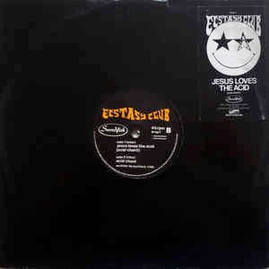 Image of Front Cover of 12" - VG/VG - ECSTASY CLUB, Jesus Loves The Acid (Swordfish Records; drop1, UK 1988, Stickered Plain Sleeve), few light scuffs. original stickered sleeve - tears on sleeve edge, - 2146323S