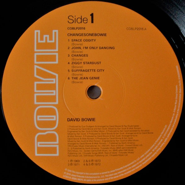 Image of Label Cover of LP - VG/VG+ - DAVID BOWIE, ChangesOneBowie (Parlophone; COBLP 2016, UK 2016 Reissue, 180g), Sleeve has a corner bump & creases., - 2916440C