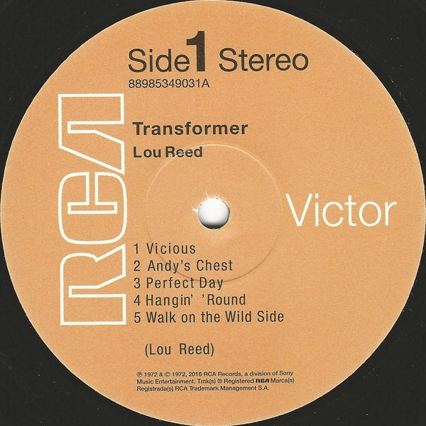 Image of Label Cover of LP - NEW/NEW - LOU REED, Transformer (RCA; 88985349031 , Europe 2016 Reissue), , Lou Reed's second solo album Transformer is an album that everyone should own. It was the moment when the seventies poster boy for shock-rock therapy found a balance between unbelievably catchy tunes and proto punk reportage from the gutters of Manhattan. It includes Walk on the Wild Side, Perfect Day and Satellite of Love. It was produced and features David Bowie and Mick Ronson. Remastered under Lou's