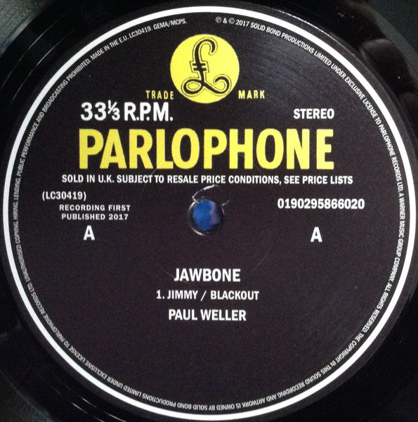 Image of Label Cover of 3845140S: LP - PAUL WELLER, Music From The Film Jawbone (Parlophone; 0190295866020, Europe 2017, Flipback Sleeve) Edge and Ring Wear VG/VG+