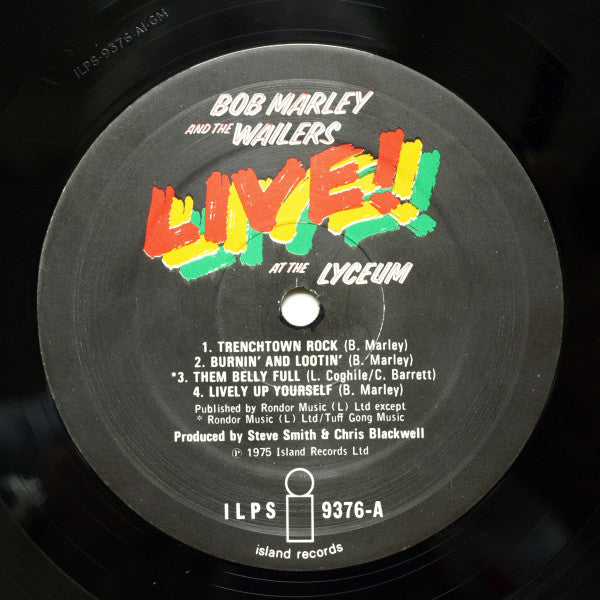 Image of Label Cover of 3015850C: LP - BOB MARLEY AND THE WAILERS, Live! (Island Records; ILPS 9376, UK 1975, Inner, Poster, Sticker) Strong VG to sleeve - minor shelf wear. Disc is clean. Poster and inner in immaculate condition. VG/EX