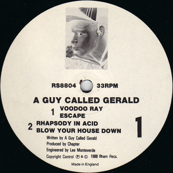 Image of Label Cover of 12" - VG+/VG - A GUY CALLED GERALD, Voodoo Ray (Rham!; RS 8804, UK 1988, Picture Sleeve), light marks only. sleeve is tip top!, - 2346090S