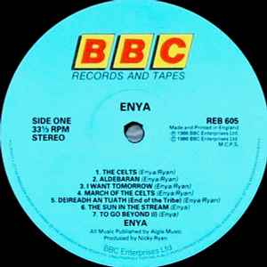 Image of Label Cover of 4945024S: LP - ENYA, Enya (BBC Records And Tapes; REB605, UK 1986, Embossed Sleeve, EMI Pressing With Blue Labels) VG+/VG+