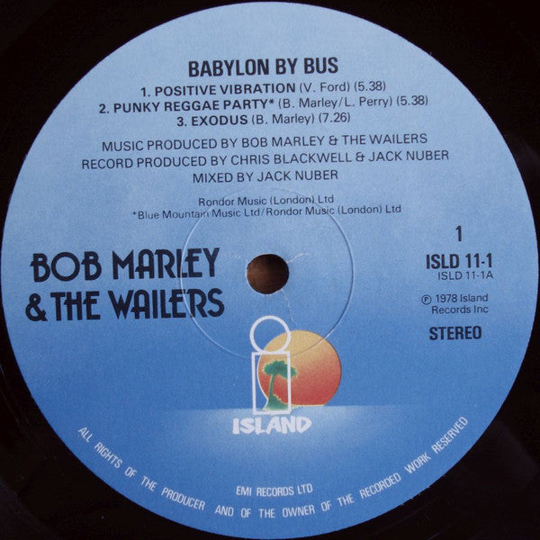 Image of Label Cover of 2xLP - VG+/VG+ - BOB MARLEY AND THE WAILERS, Babylon By Bus (Island Records (Blue - Night and Day); ISLD 11, UK 1978, Die Cut Sleeve, 2 Inners, No Poster, Stereo), , - 1846175S