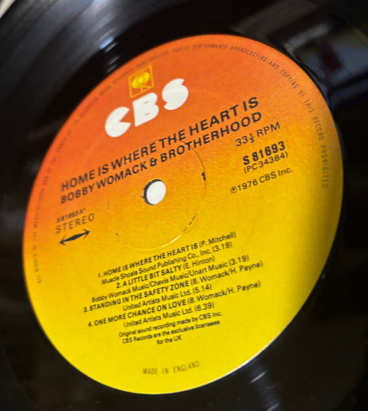 Image of Label Cover of LP - VG+/VG - BOBBY WOMACK, Home Is Where The Heart Is (CBS Sunburst; S 81693, UK 1976, Picture Sleeve), , - 2326053E