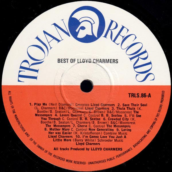 Image of Label Cover of LP - VG/G+ - LLOYD CHARMERS, Best Of Lloyd Charmers - 20 Top Reggae Tunes (Trojan Records; TRLS 86, UK 1974, Laminated Sleeve), , - 2746143S