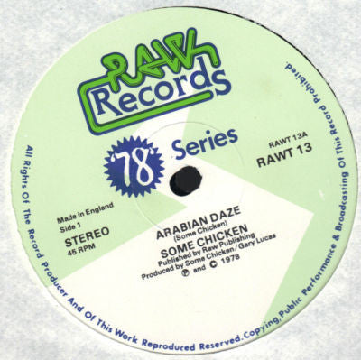 Image of Front Cover of 4515193C: 12" - SOME CHICKEN, Arabian Daze (Raw Records; RAWT 13, UK 1978, Plain Sleeve) /VG+