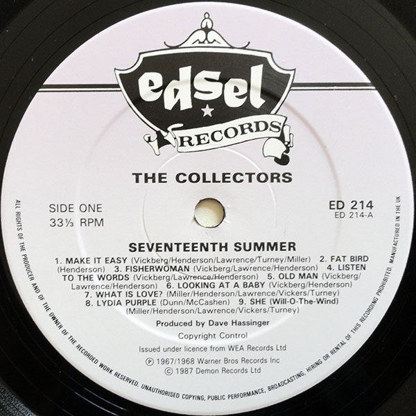 Image of Label Cover of LP - VG+/EX - THE COLLECTORS, Seventeenth Summer (Edsel Records ; ED 214, UK 1987), Writing On Label, - 3026132E