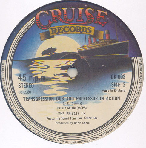 Image of Back Cover of 12" - /VG - PRIVATE I'S, Folk Song / Transgression Dub And Professor In Action (Cruise; CR 003, UK 1980, Plain Sleeve), , - 3546034S