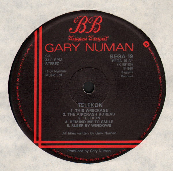 Image of Label Cover of LP - VG/G - GARY NUMAN , Telekon (Beggars Banquet ; BEGA 19, UK 1980, Hype Stickered Sleeve, Glossy Inner With Thumb Cut & Rounded Corners., WEA Pressing, With 7"), Lots of marks and hairlines, - 3316405C