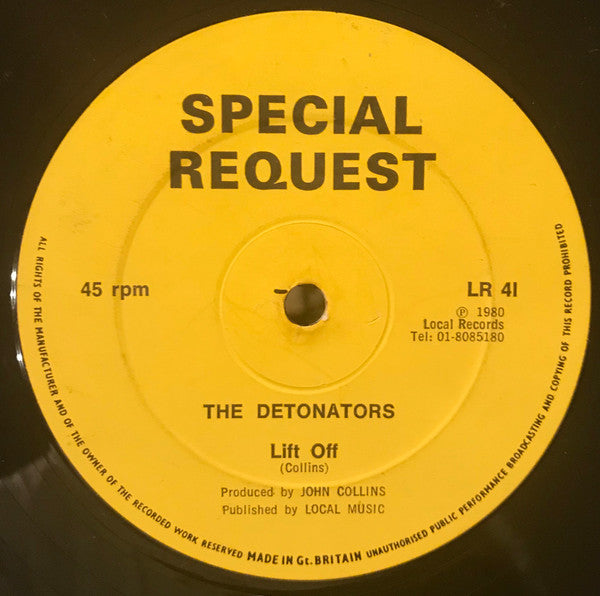 Image of Front Cover of 12" - /G+ - VICTOR ROMERO EVANS / THE DETONATORS, At The Club / Lift Off (Special Request; LR 4, UK 1980), Lots of superficial scuffs, plays fine above grade. Label damage., - 2416445C