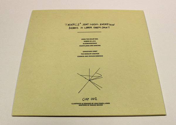Image of Back Cover of LP - EX/EX - TWINKLE FEATURING SIDSEL ENDRESEN, Debris In Lower Earth Orbit (Cuspeditions; CUSP002, UK 2015, Textured Sleeve, No Insert, 2 Prints, Sleeve Notes by David Sylvian), , - 2626205E