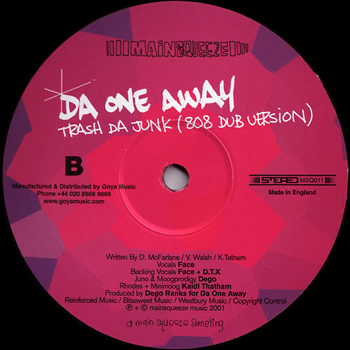 Image of Back Cover of 12" - /VG - DA ONE AWAY, Trash Da Junk (Main Squeeze; MSQ 011, UK 2001), Strong VG, - 3326014E