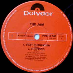 Image of Label Cover of 12" - VG/VG+ - THE JAM, Beat Surrender (Polydor; POSPX540, UK 1982), , - 3726348E