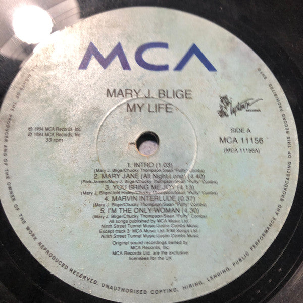 Image of Label Cover of 2xLP - VG/G+ - MARY J. BLIGE, My Life (MCA Records; MCA 11156, UK 1994, Picture Sleeve), Marks on each side, causing noticeable crackle during the beginning of each record., - 3846207S