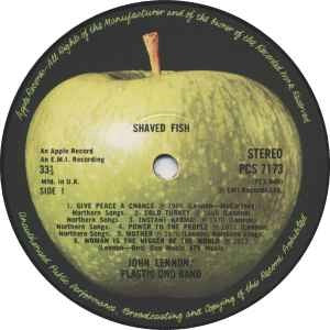 Image of Label Cover of LP - VG+/VG+ - JOHN LENNON, Shaved Fish (Apple; PCS 7173, UK 1975, Inner, No McCartney, Spector Credits On Sleeve.), , - 3126075E