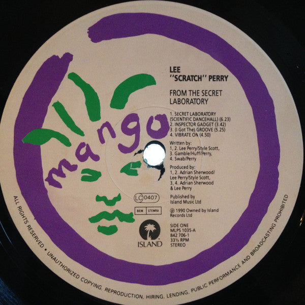 Image of Label Cover of LP - VG+/VG+ - LEE 'SCRATCH' PERRY, From The Secret Laboratory (Island Records / Mango; MLPS 1035, UK 1990), , - 3146256S