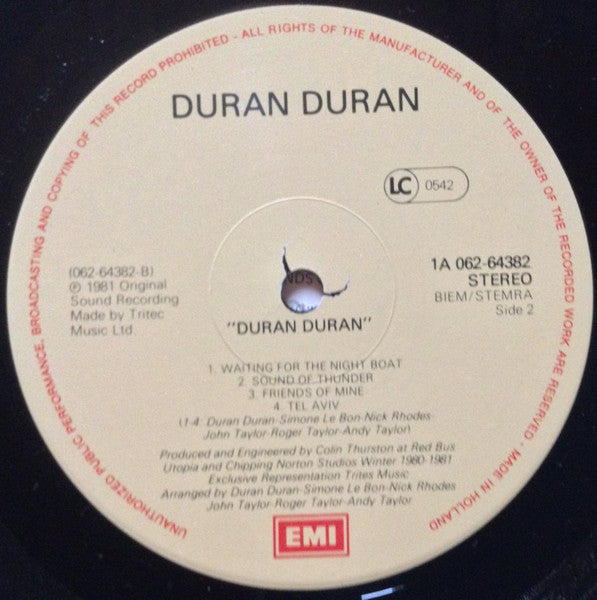 Image of Label Cover of LP - VG/VG - DURAN DURAN, Duran Duran (EMI; 1A 062-64382 , Europe 1981, Inner), , - 2726071E