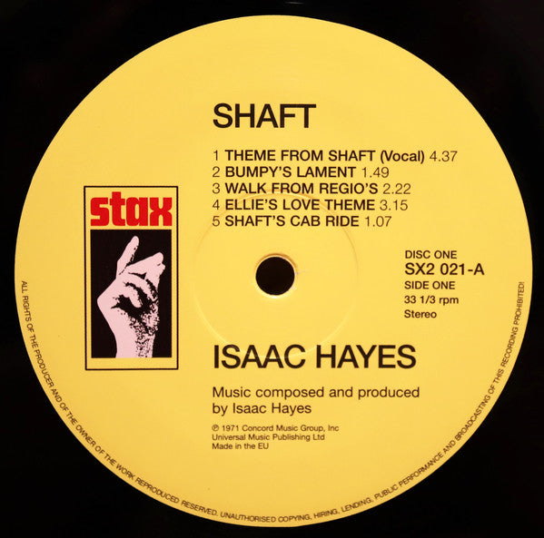 Image of Label Cover of 2xLP - VG+/VG+ - ISAAC HAYES, Shaft - OST (Stax; SX2 021, UK 2006 Reissue, Gatefold, Remastered), Strong VG+, - 2846284S