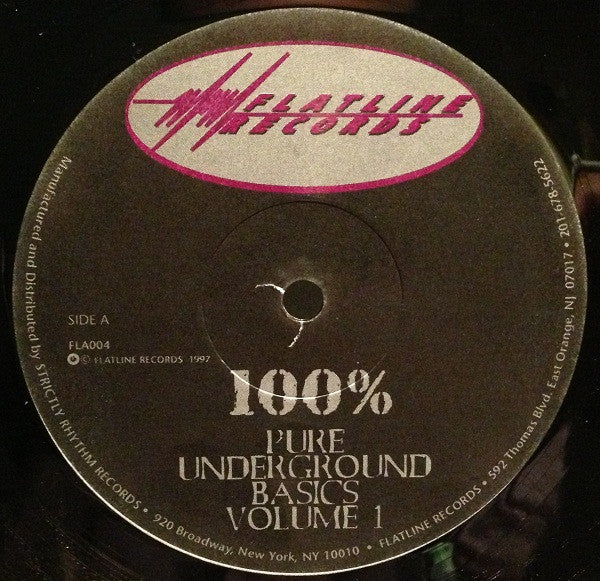 Image of Back Cover of 12" - VG/VG - BACKROOM PRODUCTIONS, 100% Pure Underground Basics Volume 1 (Flatline Records; FLA004, US 1997, Stickered Plain Sleeve), Light marks only, still in shrinkwrap but not sealed., - 1026410E