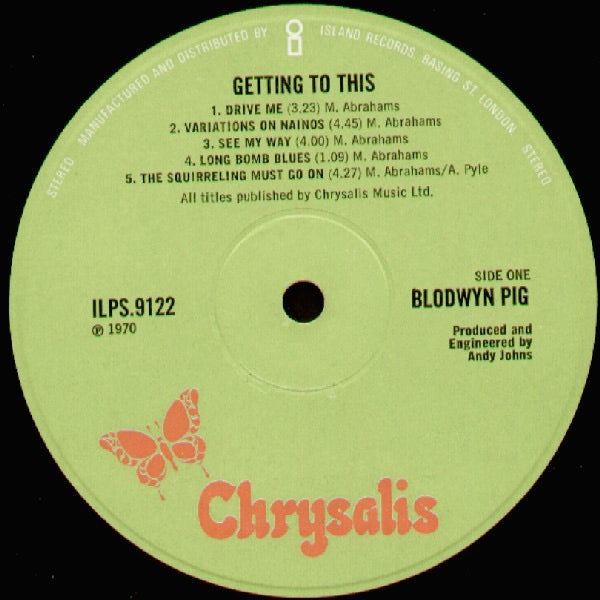 Image of Label Cover of LP - VG/VG+ - BLODWYN PIG, Getting to This (Chrysalis Green ; ILPS9122, UK 1970, Gatefold), Stain On Spine, - 2826213E