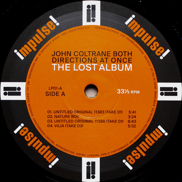 Image of Label Cover of 2xLP - VG+/VG+ - JOHN COLTRANE, Both Directions At Once - The Lost Album (Impulse; 00602567493013, Europe 2018, Die Cut Gatefold Sleeve, 2 Inners, Poster, Deluxe Edition, Mono, 180 gram), , - 1526297E