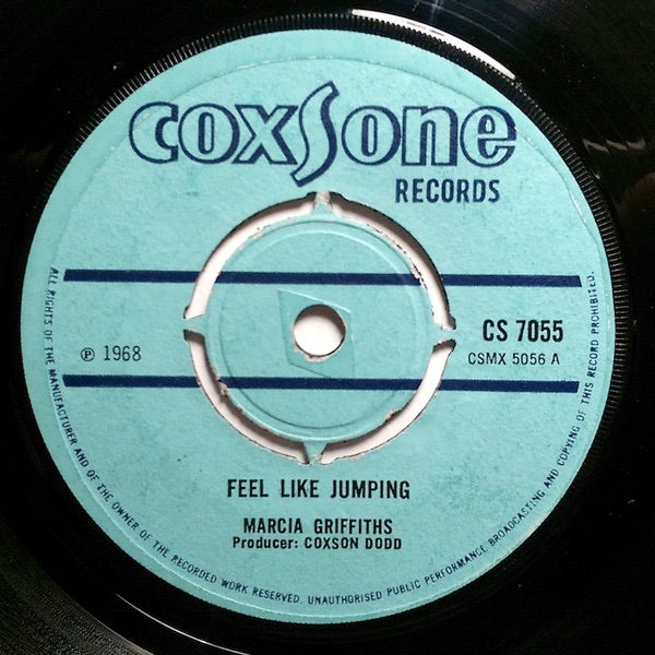 Image of Front Cover of 7" - /G - MARCIA GRIFFITHS / HORACE TAYLOR, Feel Like Jumping / Thundering Vibration (Coxsone Records; CS 7055, UK 1968, 4-Prong Centre), Covered in marks, lots of crackle. No centre piece, label wear, SWOL., - 3716328C
