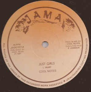 Image of Front Cover of 12" - /VG+ - COOL NOTES, Just Girls / Sweet Vibes (Jama; JADC017, UK 1981), Couple hairline marks on side A., - 3546252S